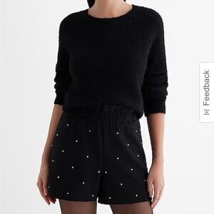 Express Super High Waisted Rhinestone Pull On Paperbag Shorts